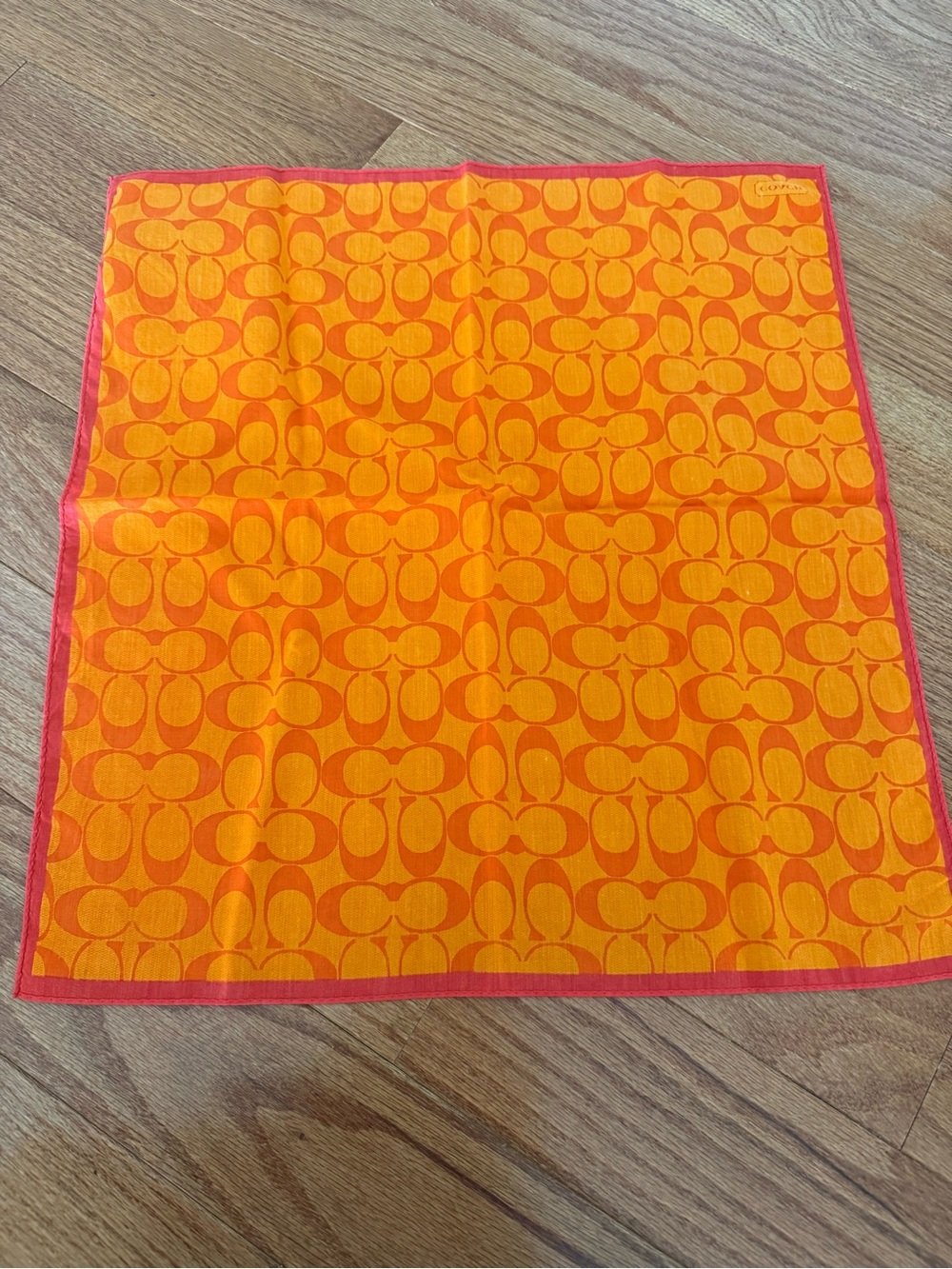 Coach Orange and Pink Signature Pattern Scarf